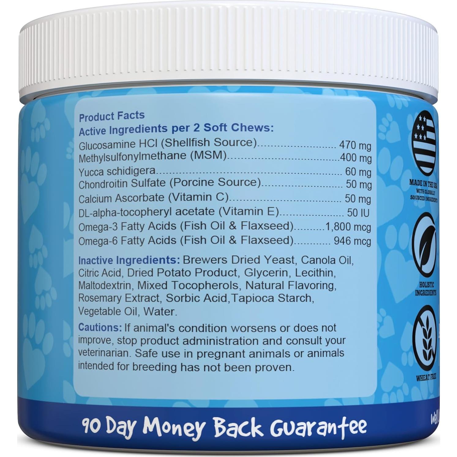 Suplemento Articular para Perros Bien Queridos - Glucosamina, 120 Masticables