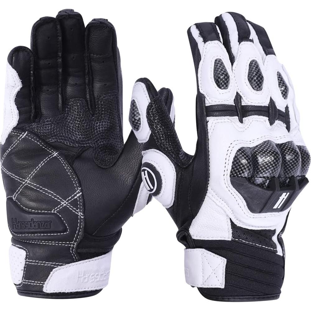 Guantes de motocicleta Harssidanzar KM046 cuero negro S