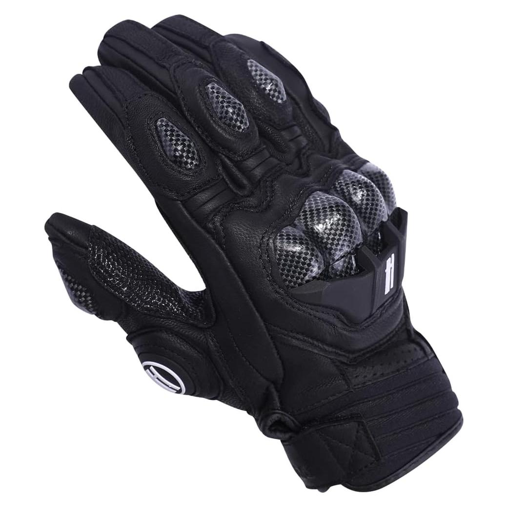 Guantes de motocicleta Harssidanzar KM046 cuero negro S