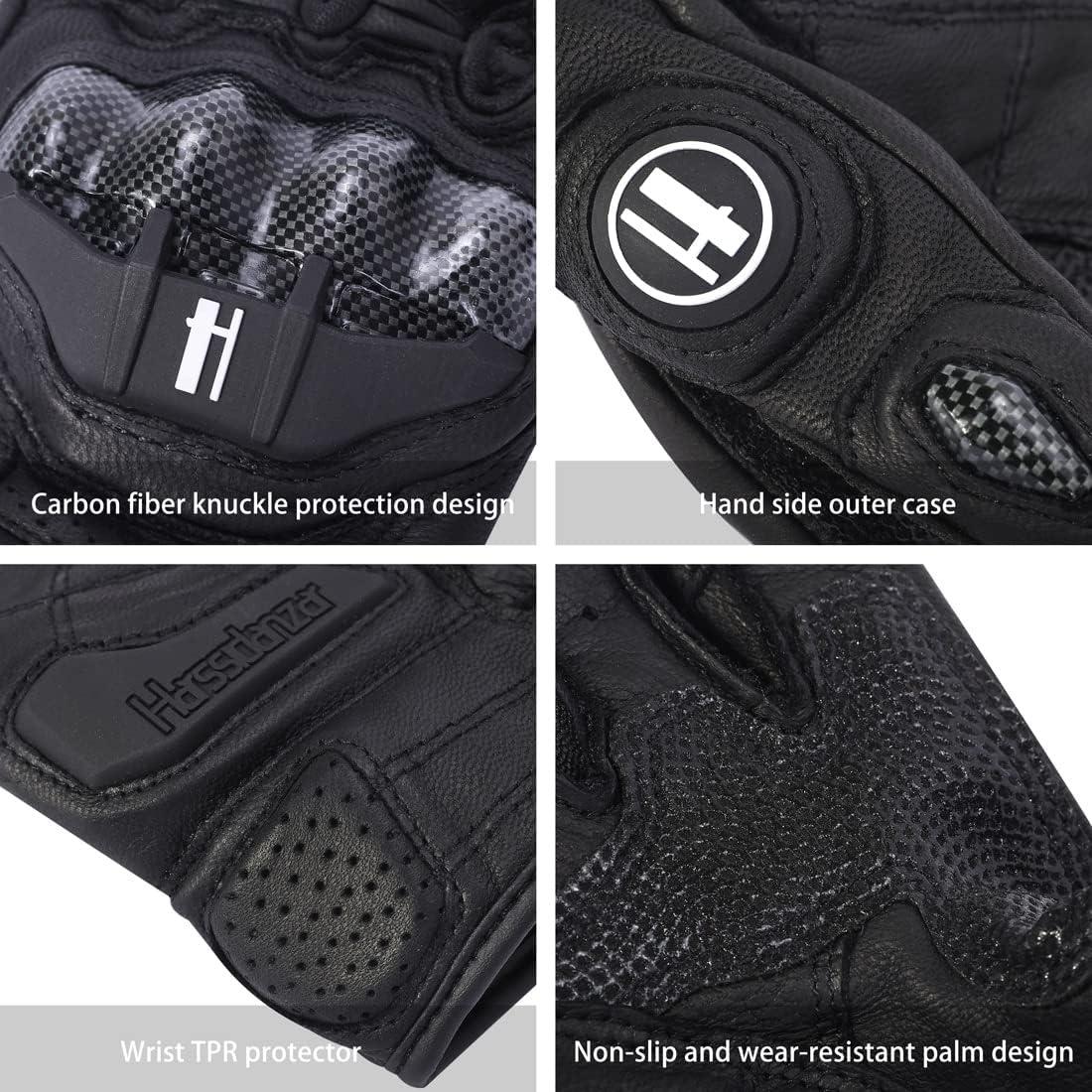 Guantes de motocicleta Harssidanzar KM046 cuero negro S