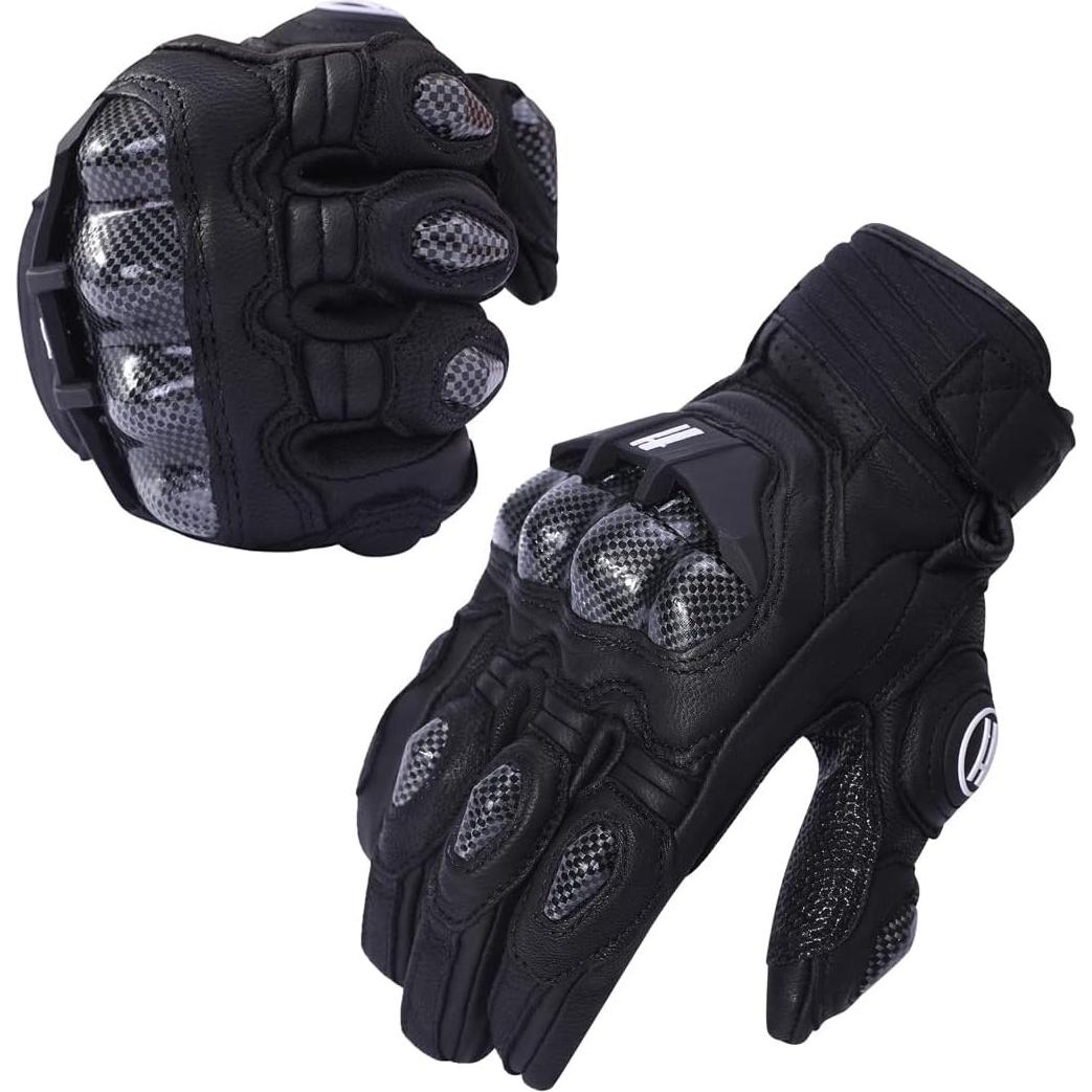 Guantes de motocicleta Harssidanzar KM046 cuero negro S