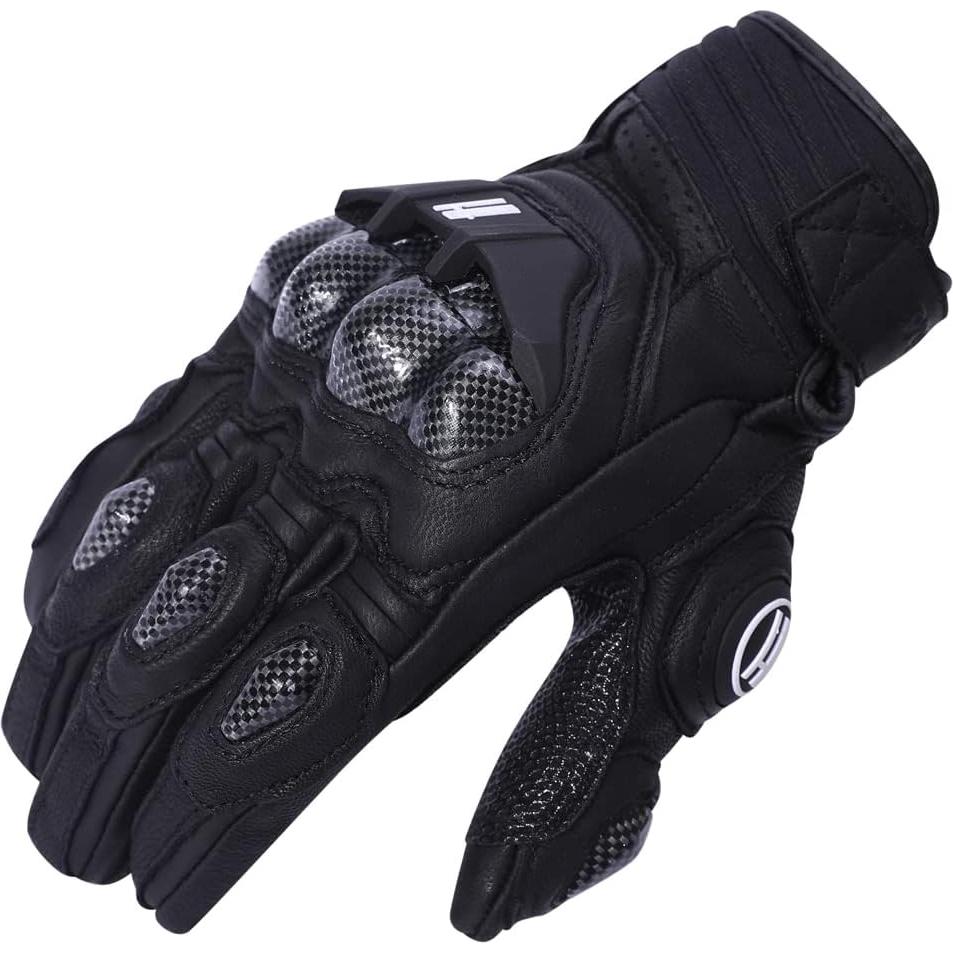 Guantes de motocicleta Harssidanzar KM046 cuero negro S