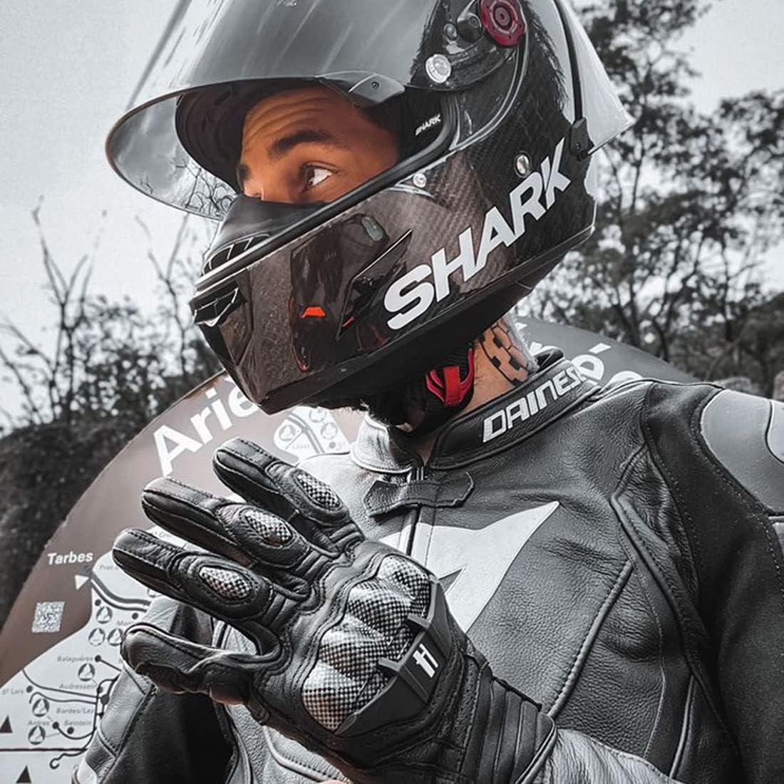 Guantes de motocicleta Harssidanzar KM046 cuero negro S