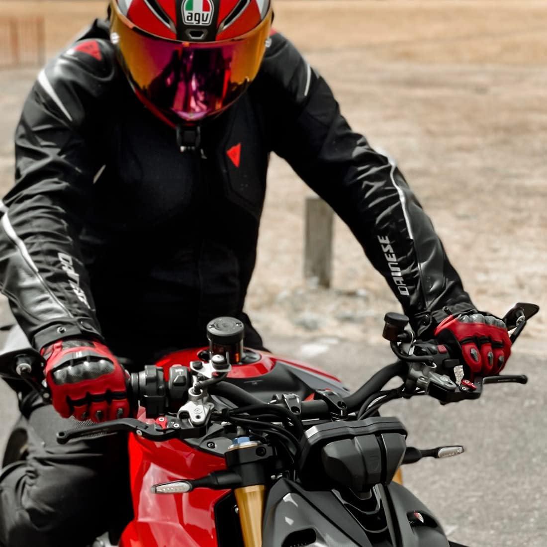 Guantes de motocicleta Harssidanzar KM046 cuero negro S