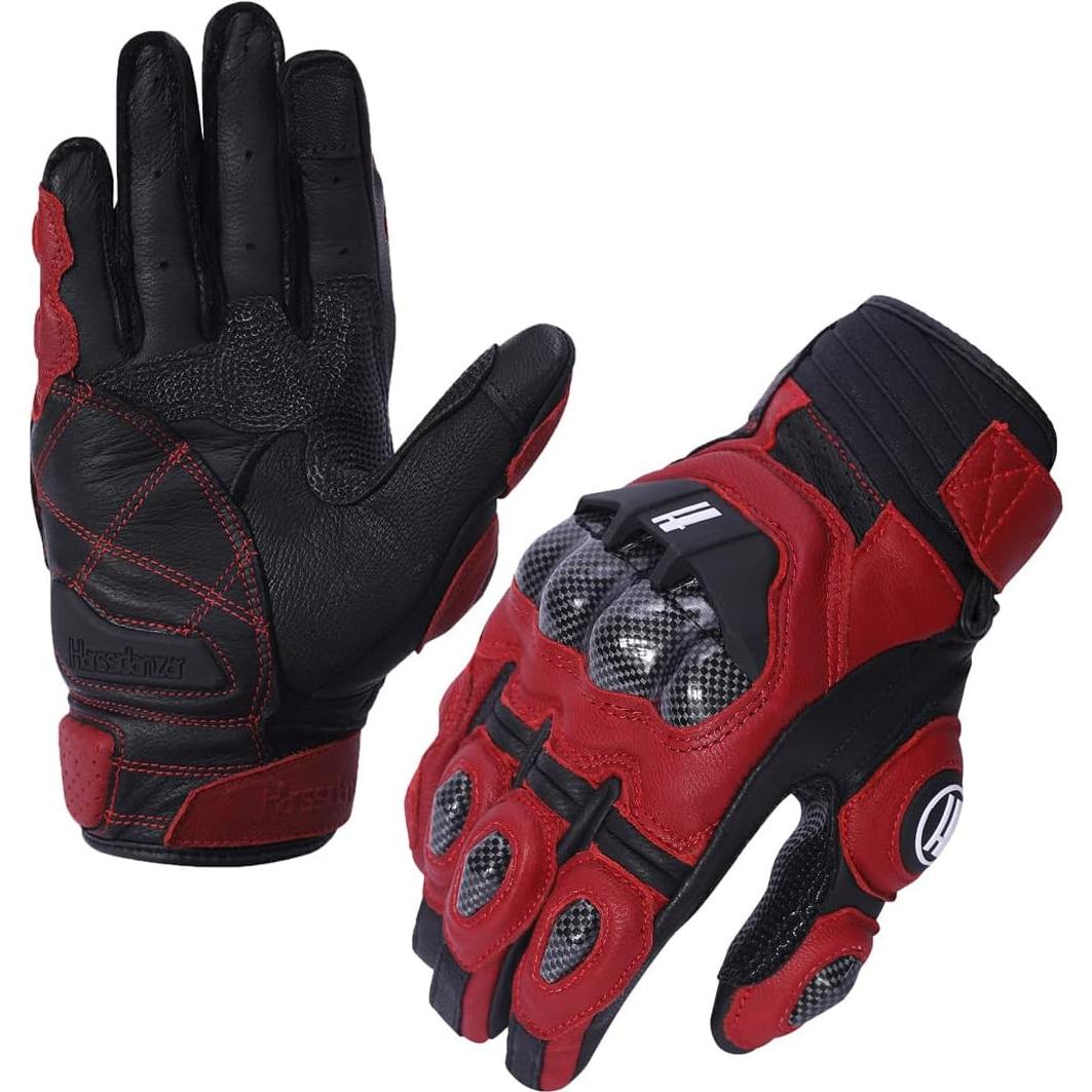 Guantes de motocicleta Harssidanzar KM046 cuero negro S