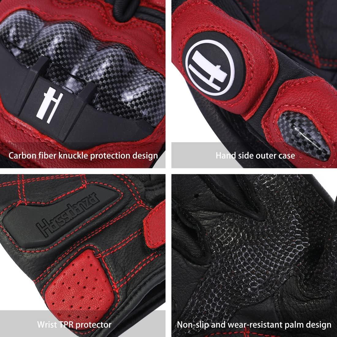 Guantes de motocicleta Harssidanzar KM046 cuero negro S