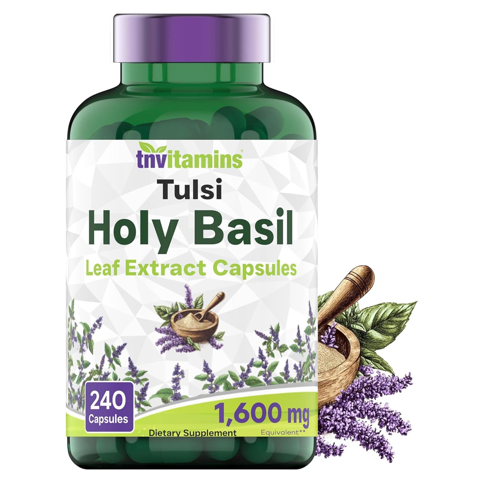 Cápsulas de Albahaca Sagrada TNVitamins 1600 mg - 240 Unidades