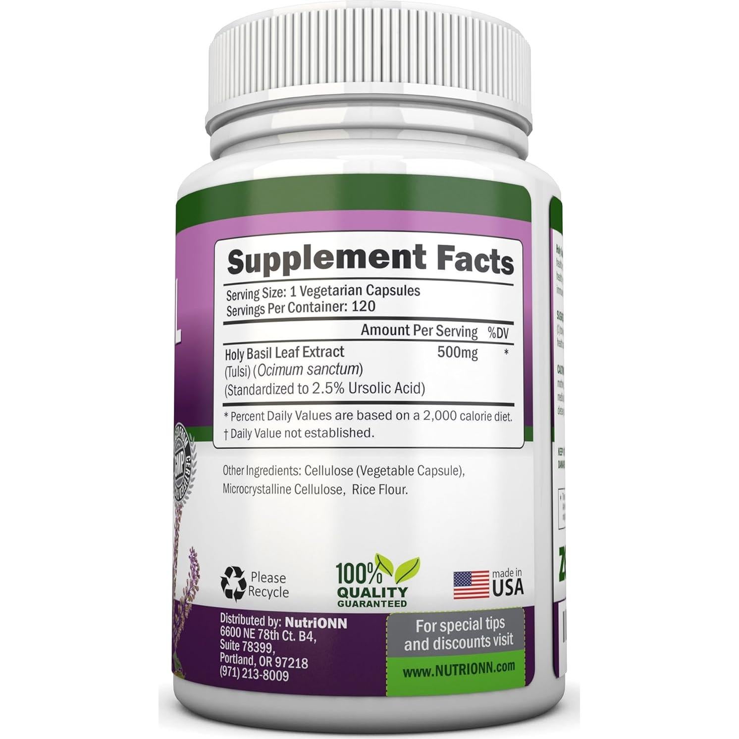 Cápsulas de Albahaca Sagrada NutriONN 500mg 120 Veganas