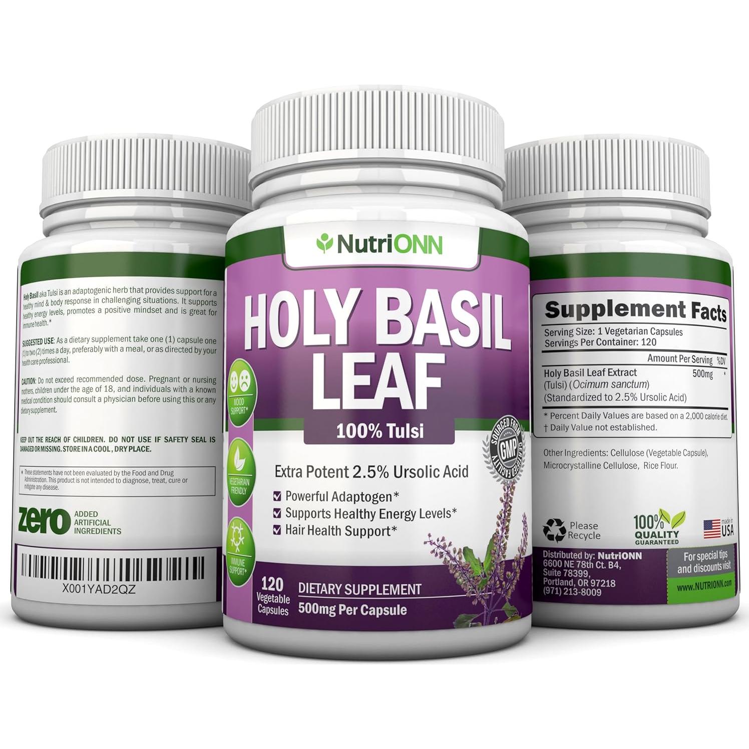 Cápsulas de Albahaca Sagrada NutriONN 500mg 120 Veganas