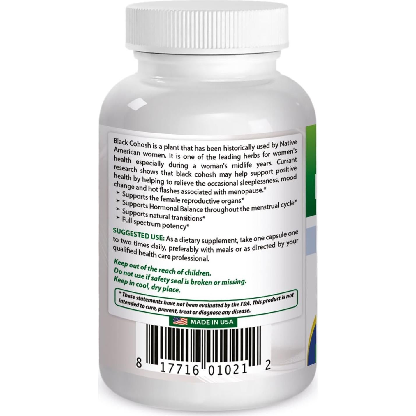 Cohosh Negro 540 mg 120 Cápsulas - Mejores Naturales