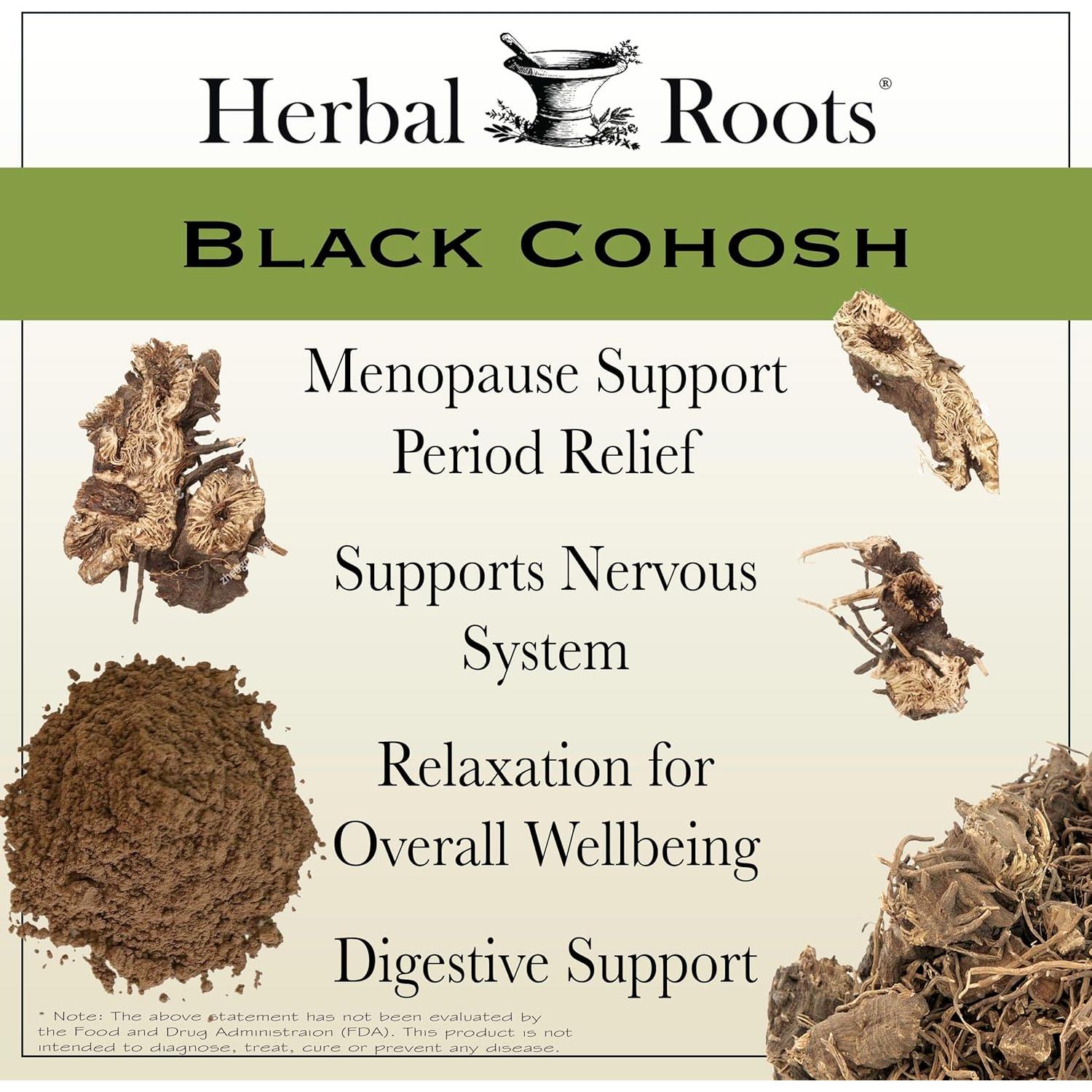 Raíz de Cohosh Negro Orgánica Herbal Roots | 90 Cápsulas Veganas | Apoyo Menopausia