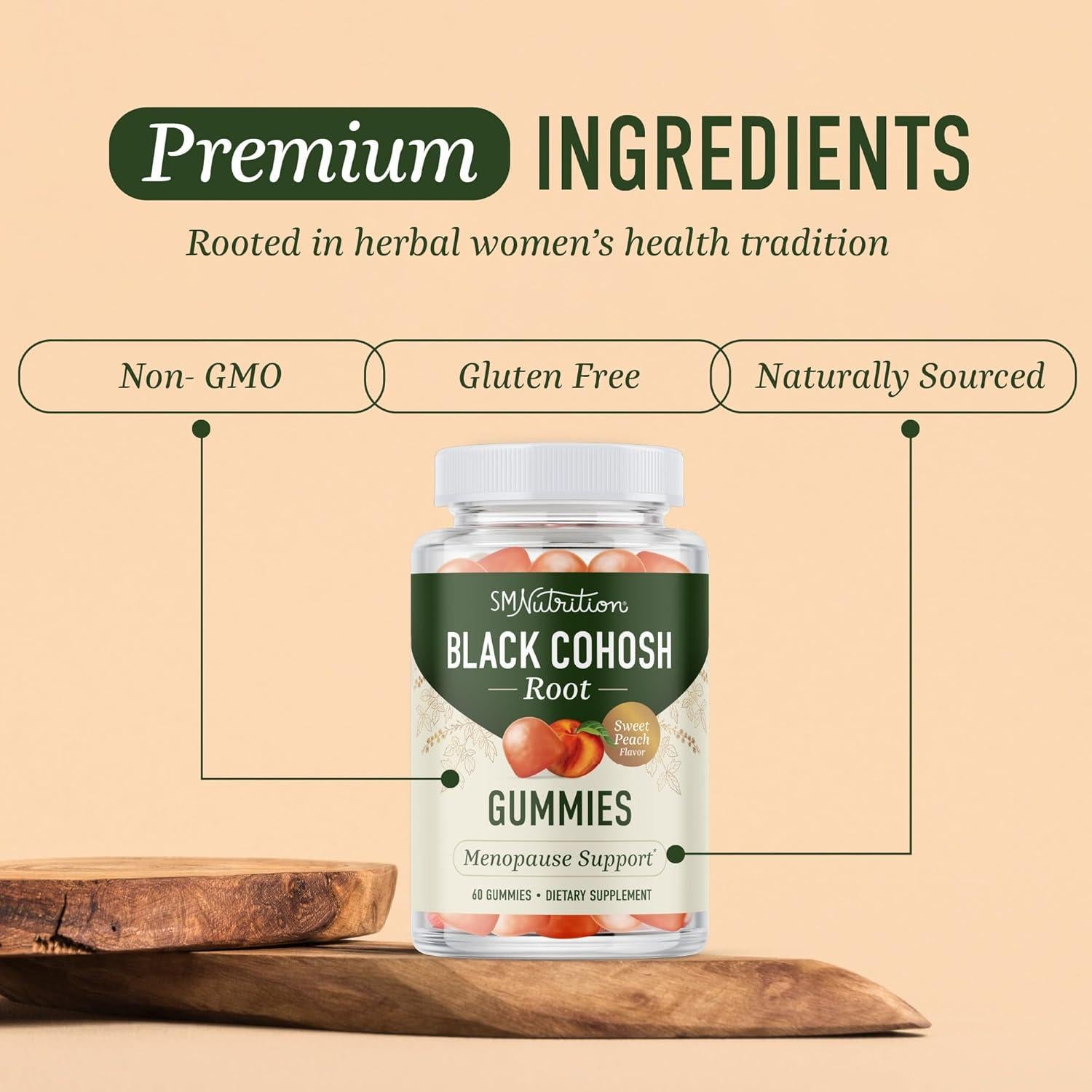 Gomitas de Cohosh Negro SMNutrition 50mg 60 Unidades Sabor Durazno