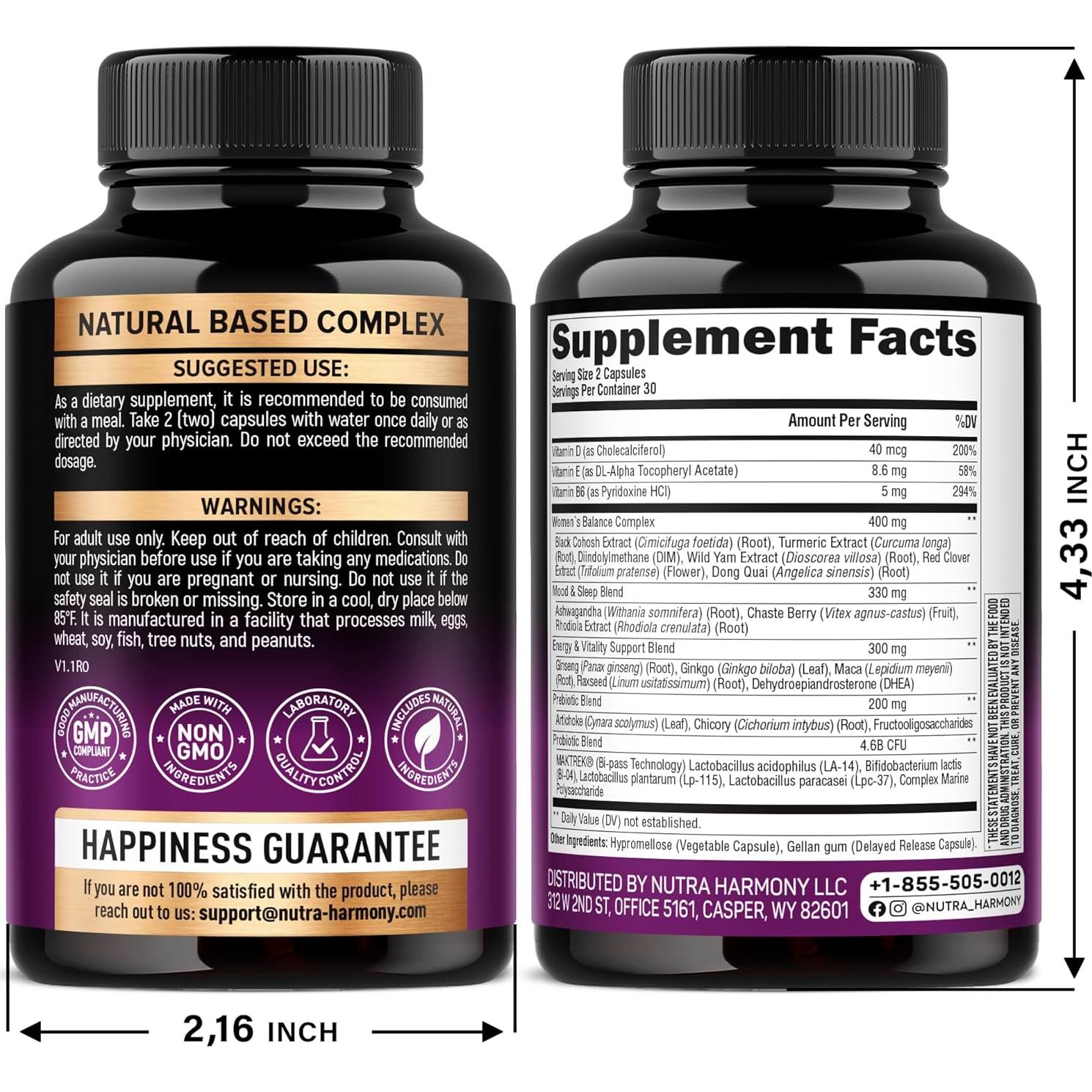 Suplemento Menopausia 25-en-1 Nutra Harmony - 60 Cápsulas