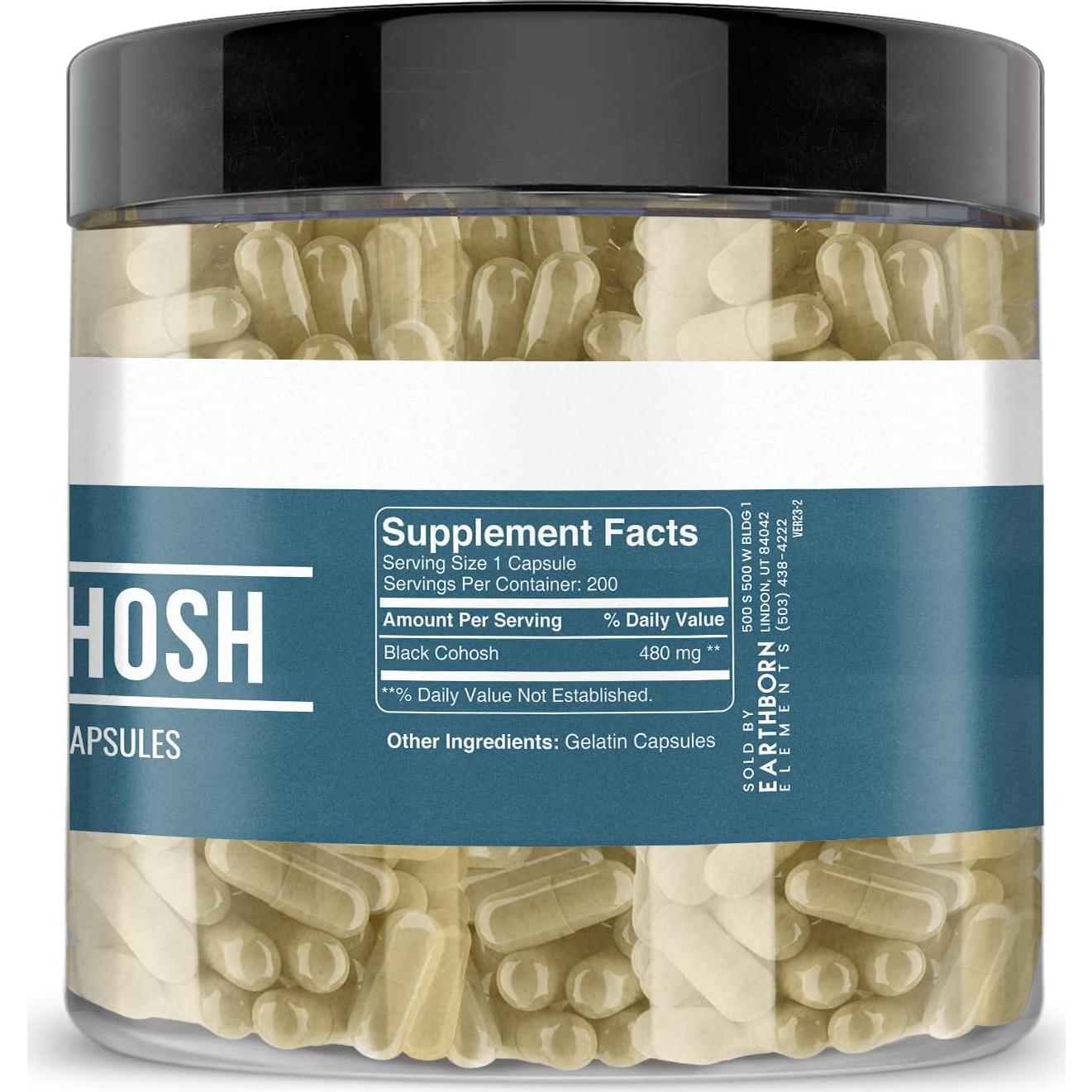 Cohosh Negro Elementos de la Tierra 200 Cápsulas Puras