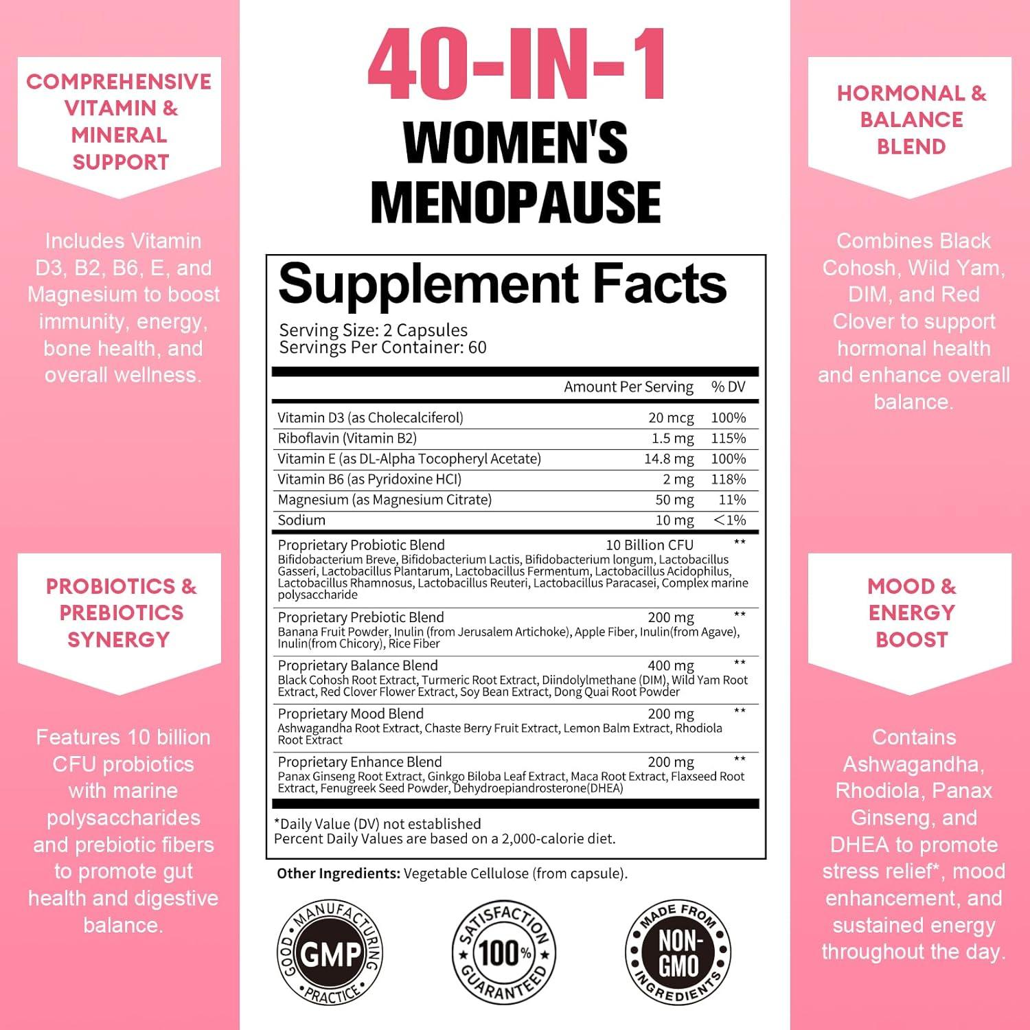 Suplemento Menopausia 40-en-1 Totaria 120 Cápsulas Veganas