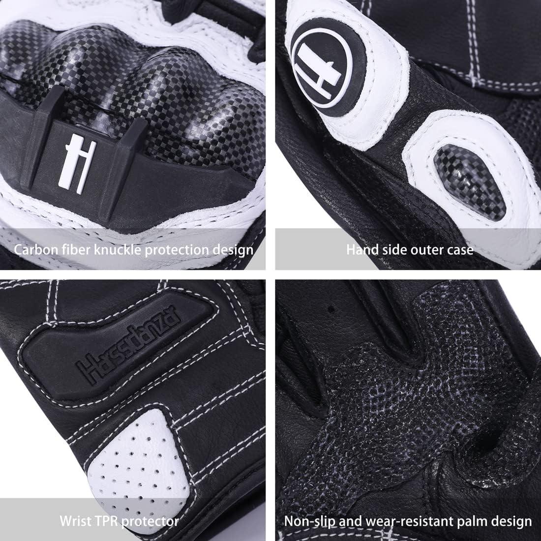 Guantes de motocicleta Harssidanzar KM046 cuero negro S