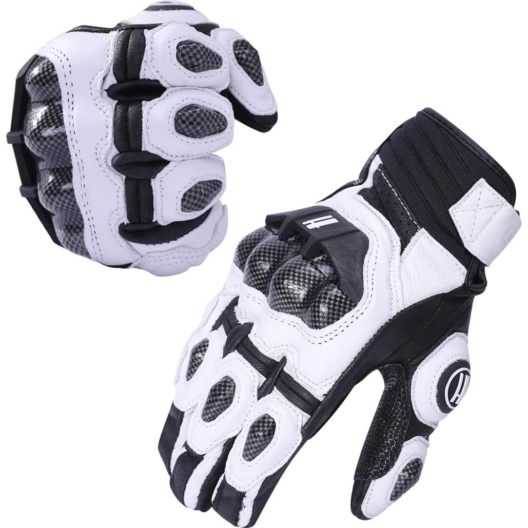 Guantes de motocicleta Harssidanzar KM046 cuero negro S