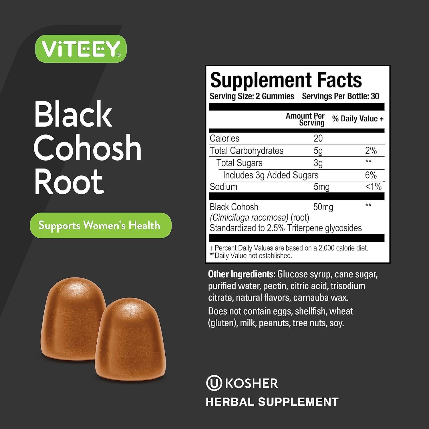 Suplemento Viteey Cohosh Negro 60 Gominolas Veganas para Menopausia