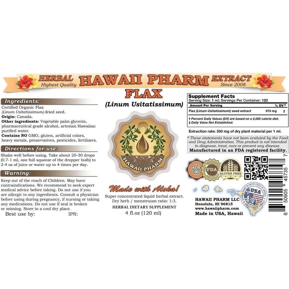 Extracto Líquido de Linaza HawaiiPharm 118 ml - Suplemento Natural