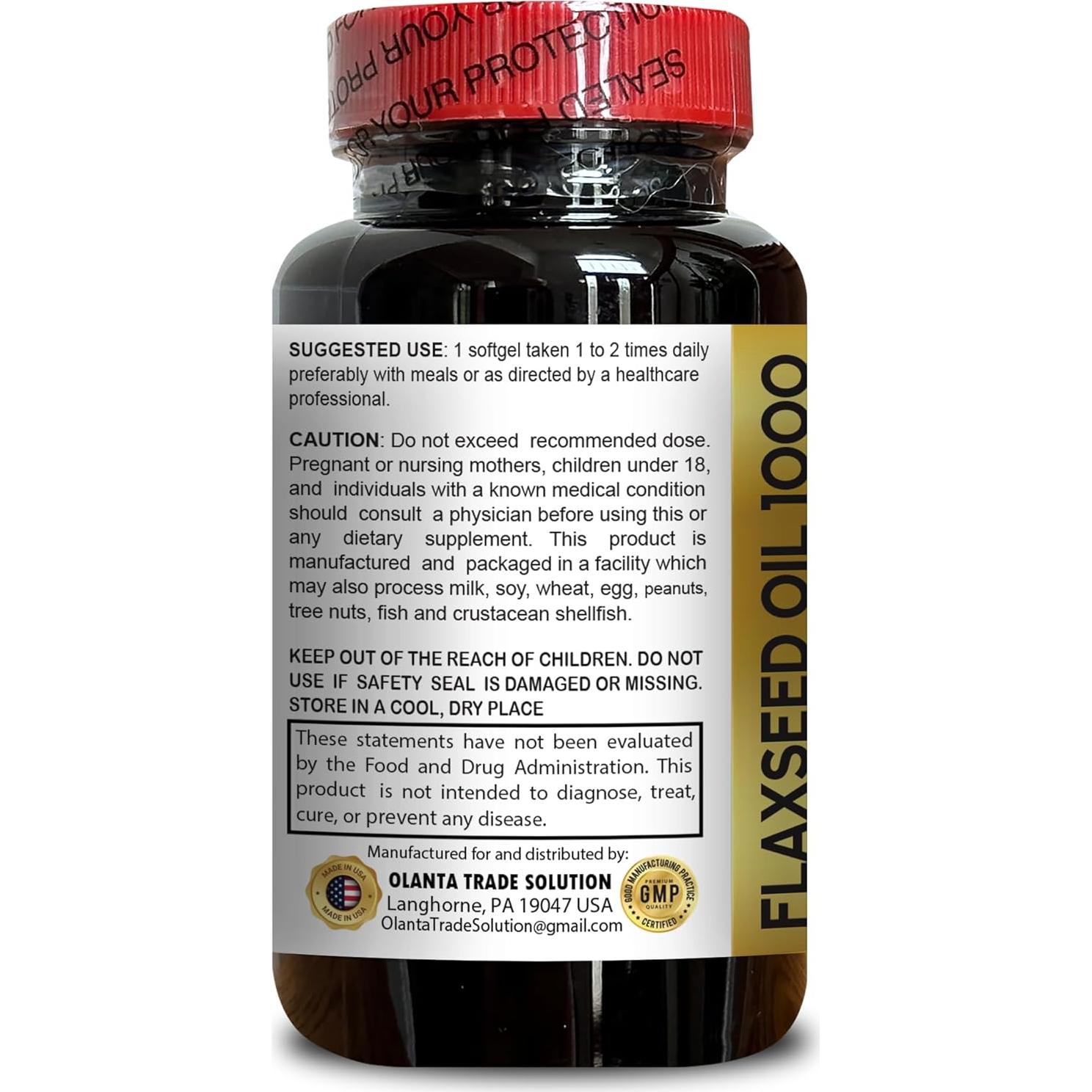 Cápsulas de Aceite de Semilla de Lino Orgánico Vitalabs - 200 Unidades - Vegano