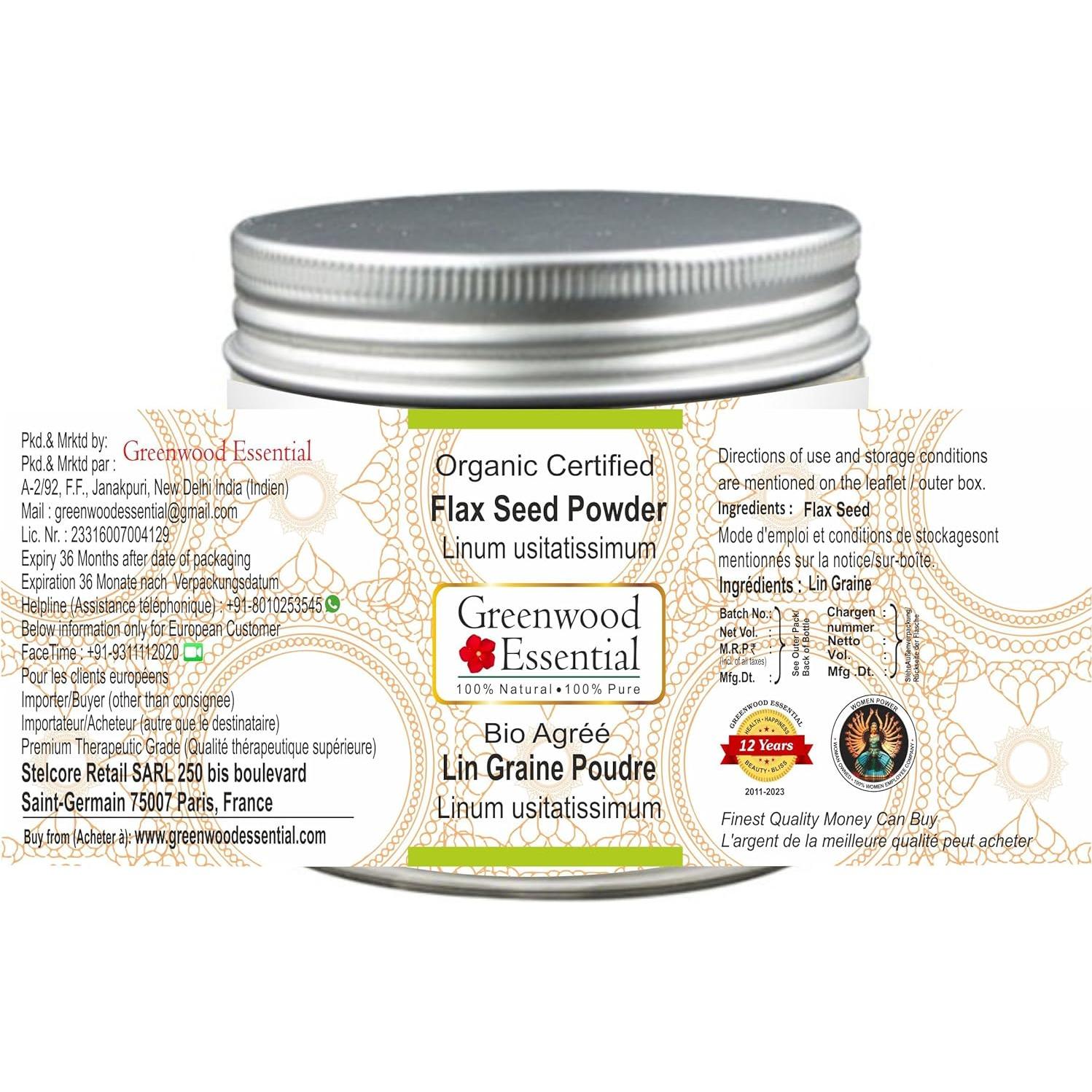 Polvo de Semilla de Lino Orgánico Greenwood Esencial 200g