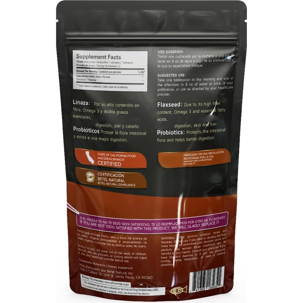Polvo de Semilla de Lino Dorada Betel Natural 340g con Probioticos