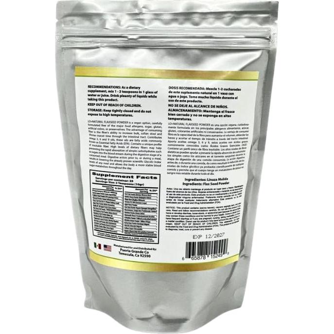 Fibra de Linaza 100% Natural FORTE 227g Suplemento Dietético