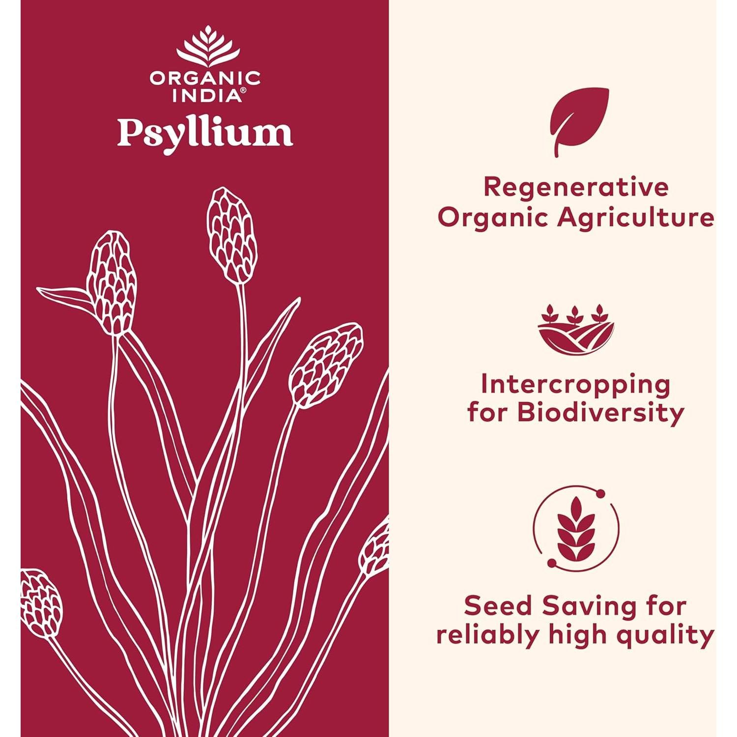 Polvo de Cáscara de Psyllium Orgánico Organic India 340 g