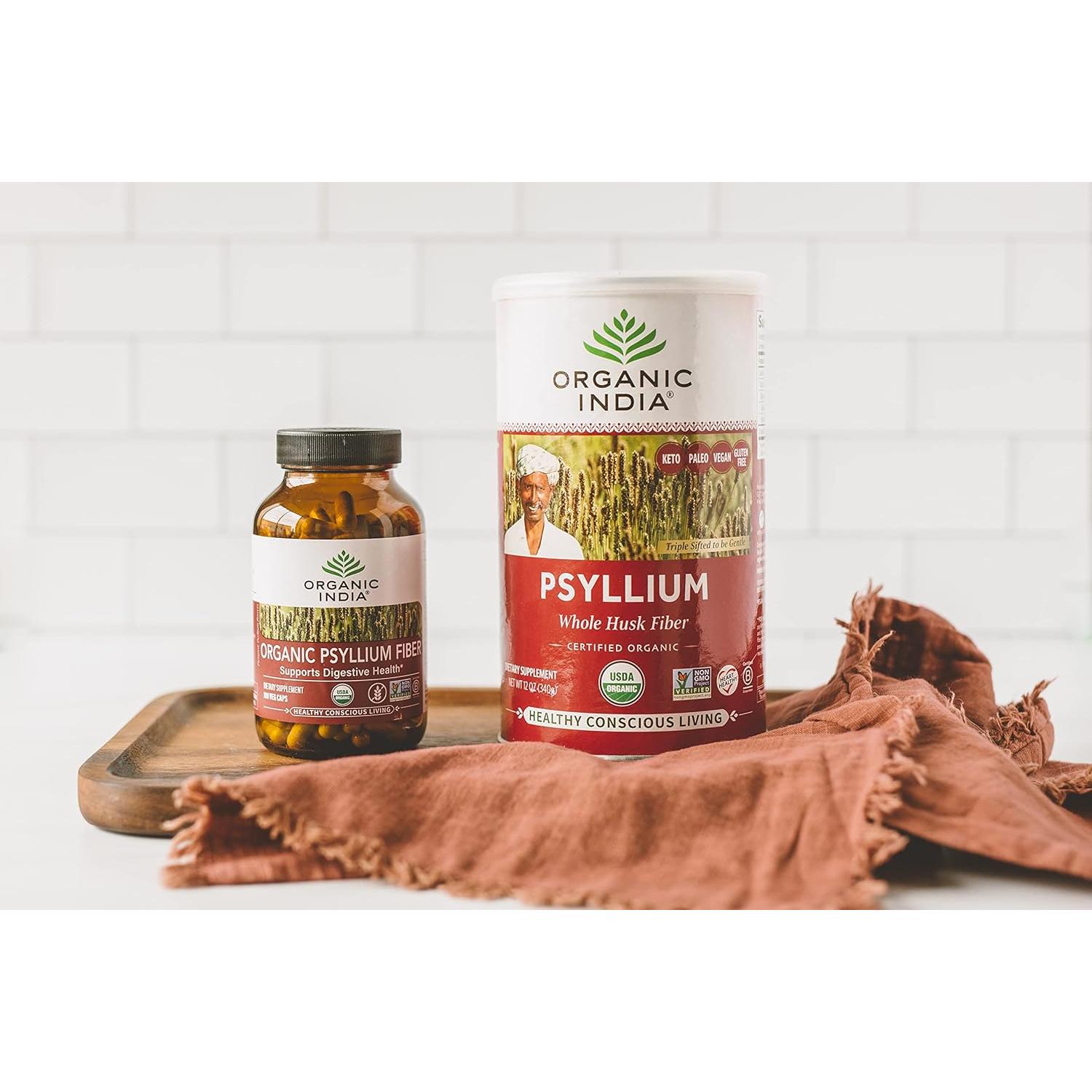 Polvo de Cáscara de Psyllium Orgánico Organic India 340 g