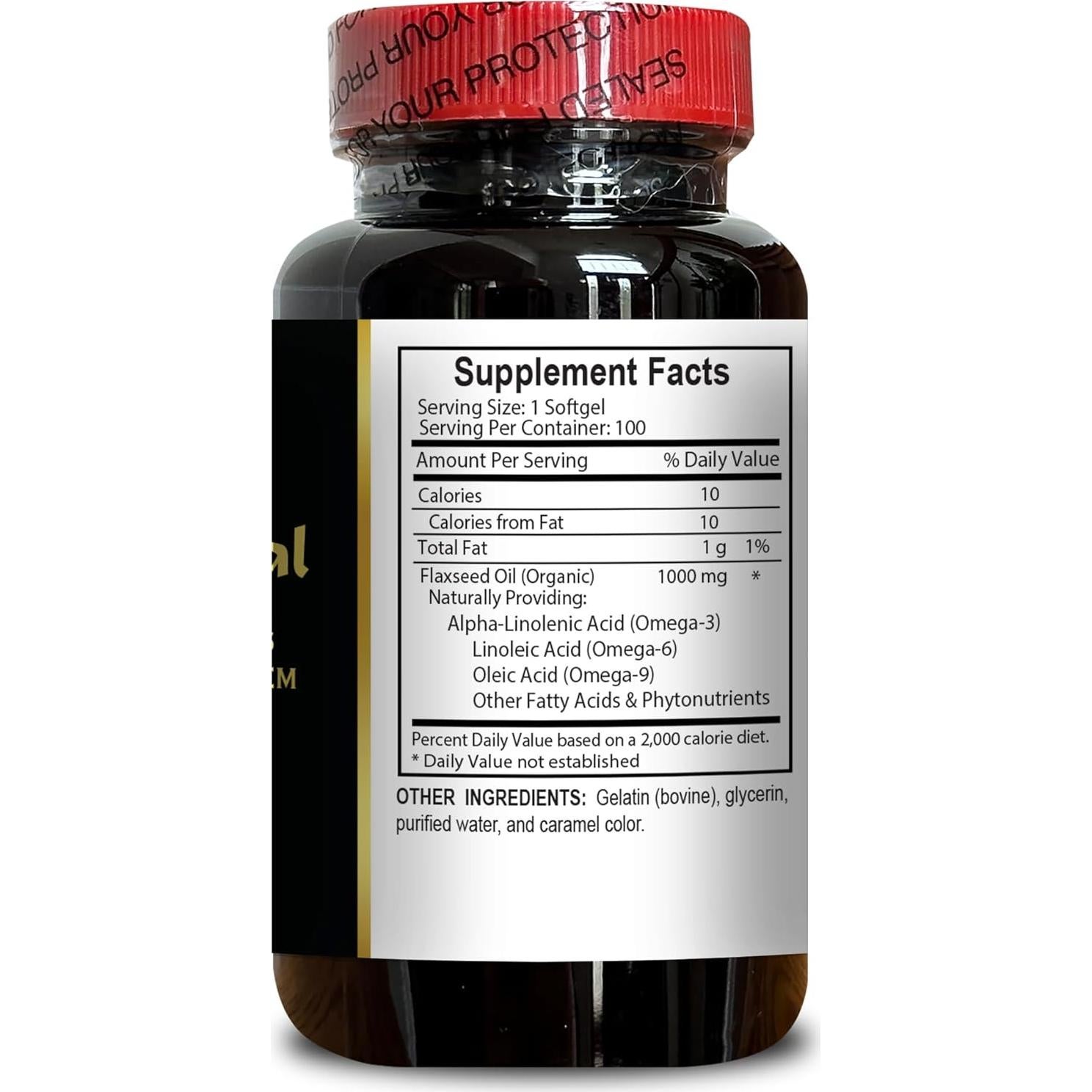 Aceite de Semilla de Lino Orgánico Vitalabs - 1000 mg - 100 Cápsulas Veganas