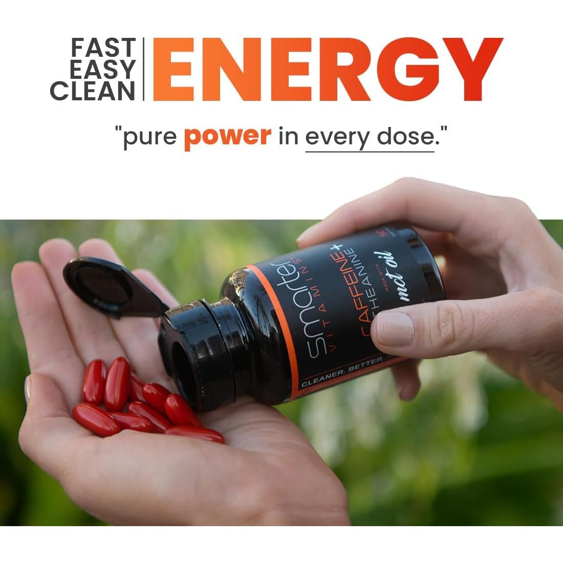 Pastillas de Cafeína SmarterVitamins 200mg + L-Theanine 100mg