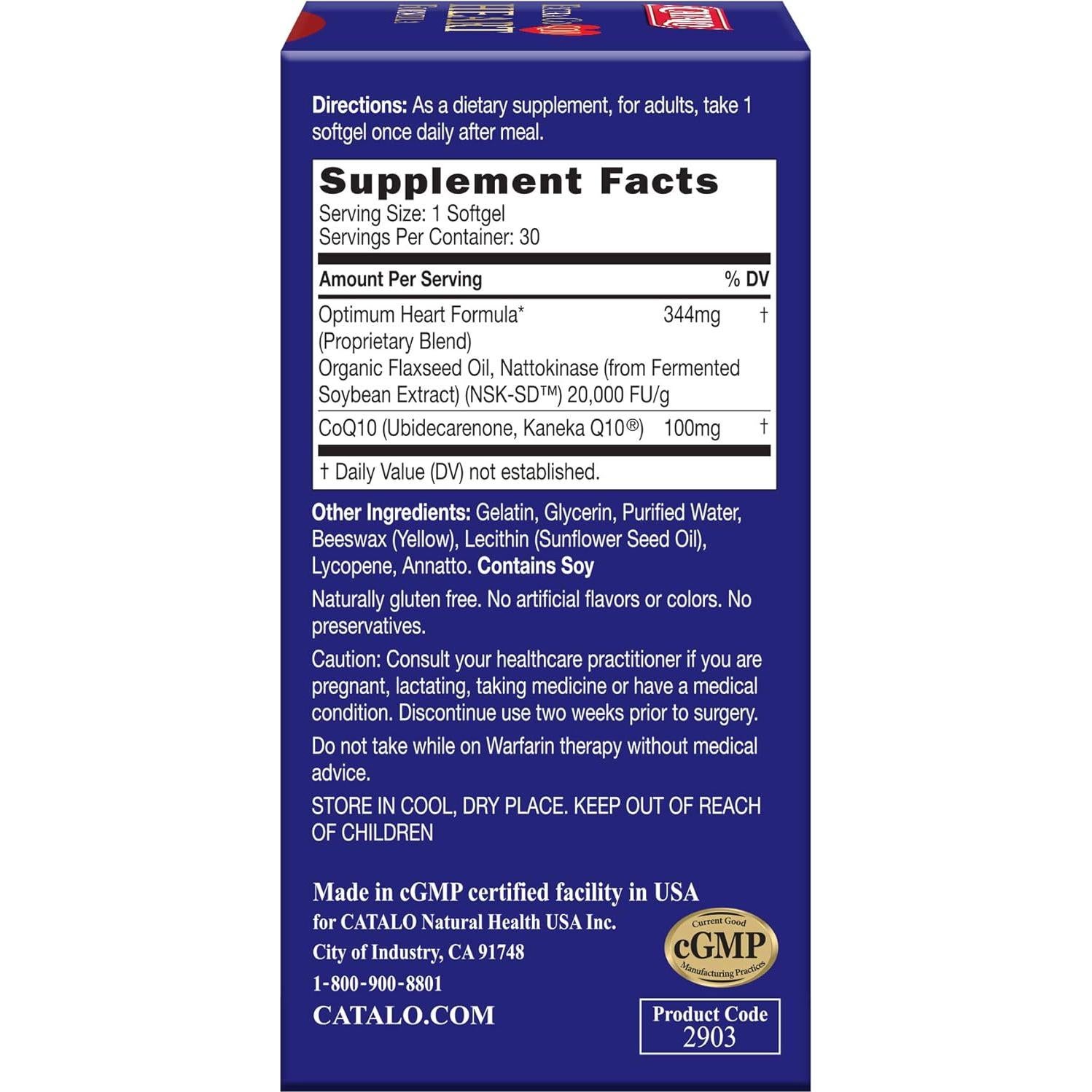 Suplemento CoQ10 CATALO 100mg - 60 Gelatinas Blandas Sin Gluten