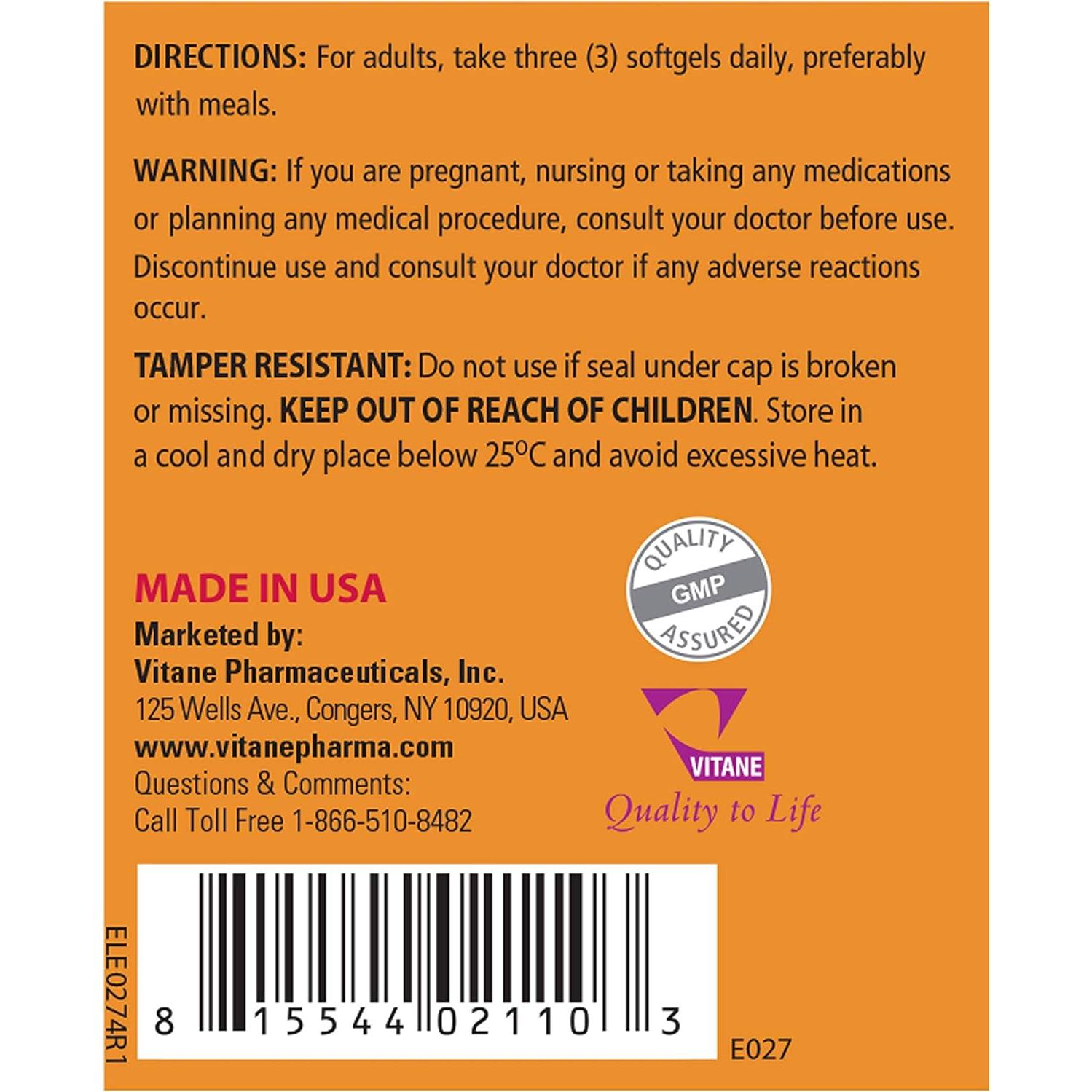 Suplemento Omega 3-6-9 Vitane - 30 Cápsulas Blandas Orgánicas