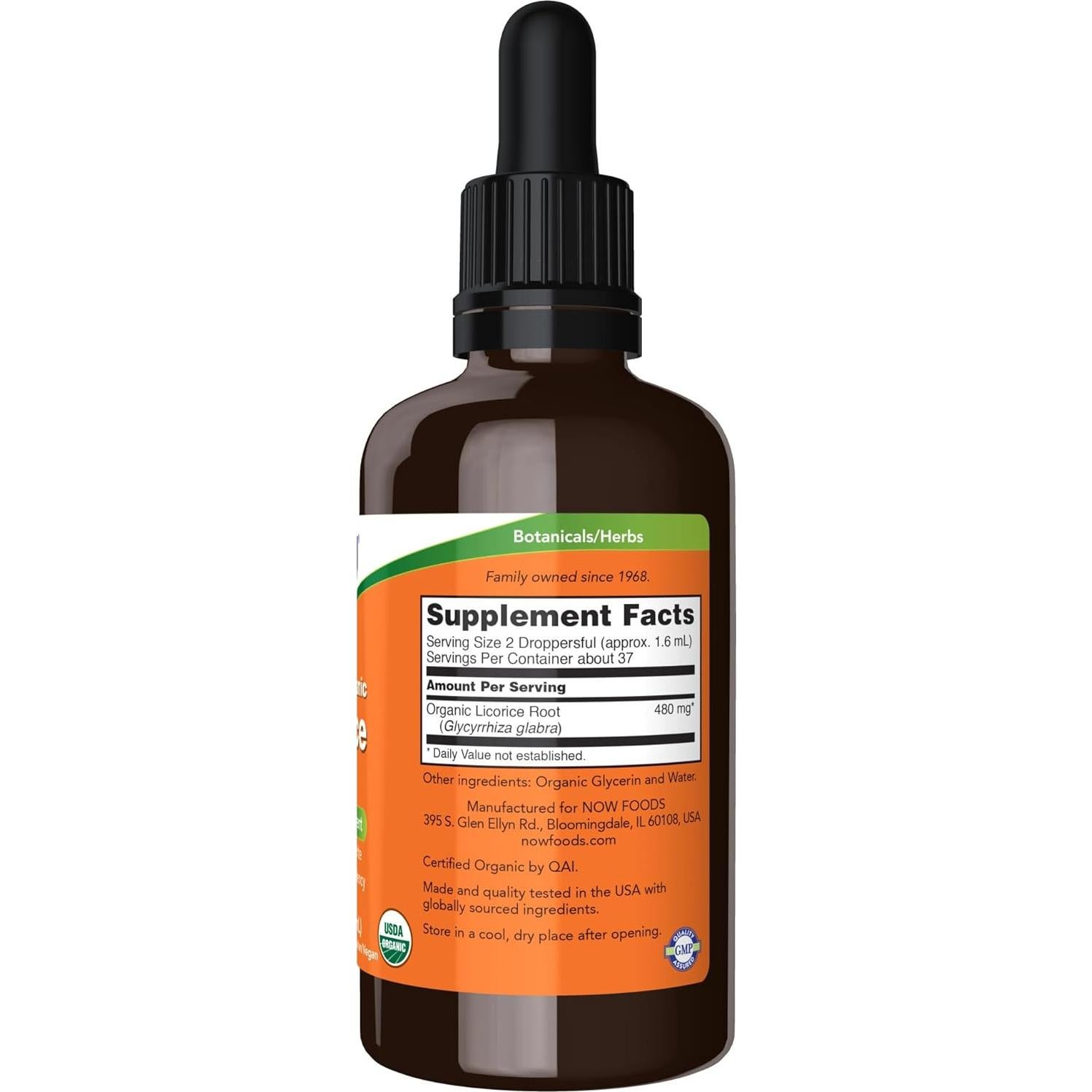 Suplemento Herbal Orgánico NOW Foods Raíz de Regaliz 60 ml