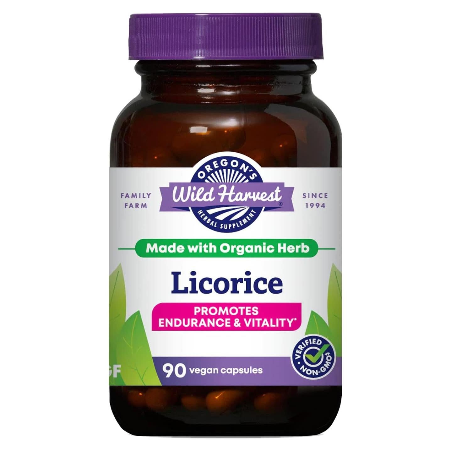 Cápsulas de raíz de regaliz orgánico Oregon's Wild Harvest 90u