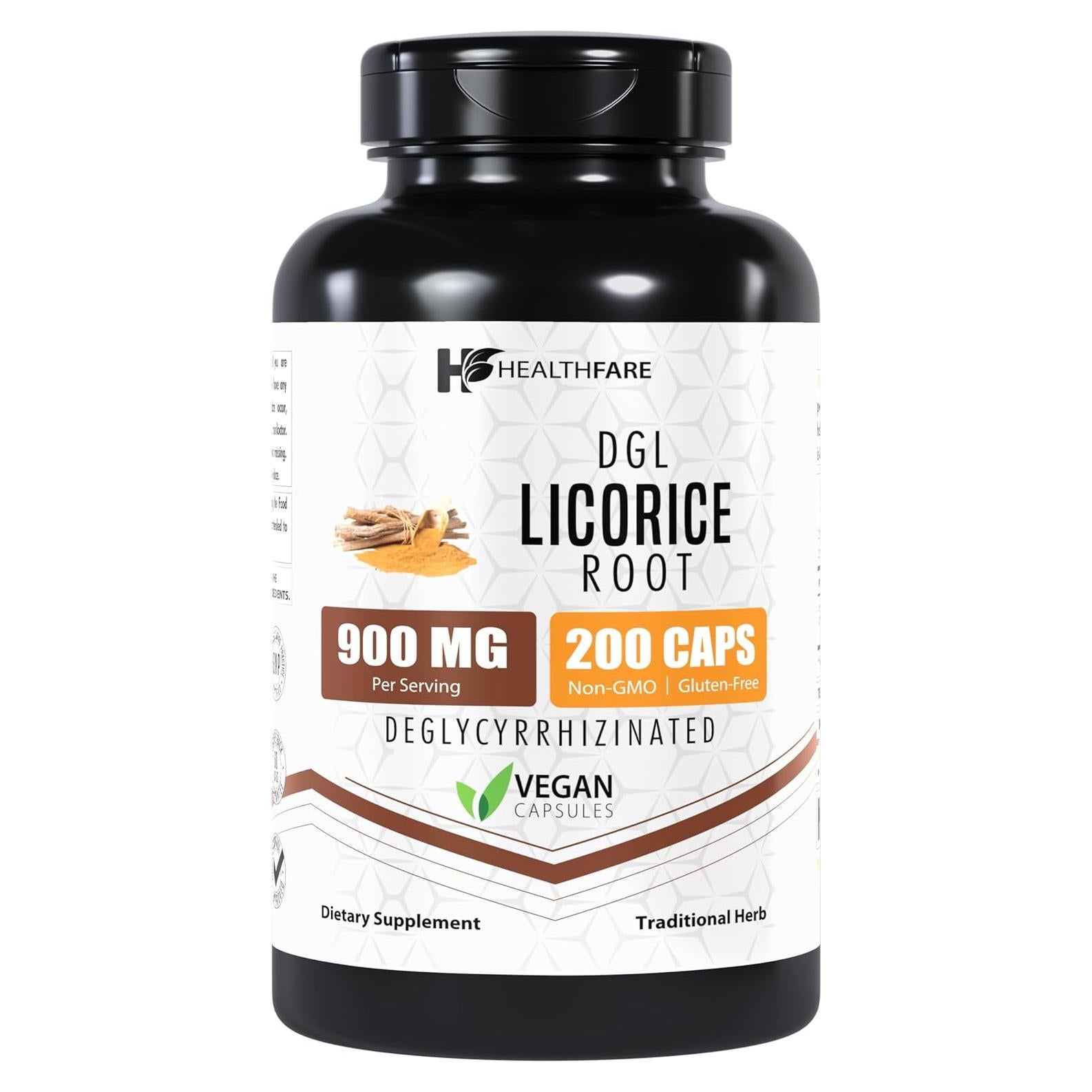 Suplemento Vegano de Regaliz HealthFare 900mg - 200 Cápsulas