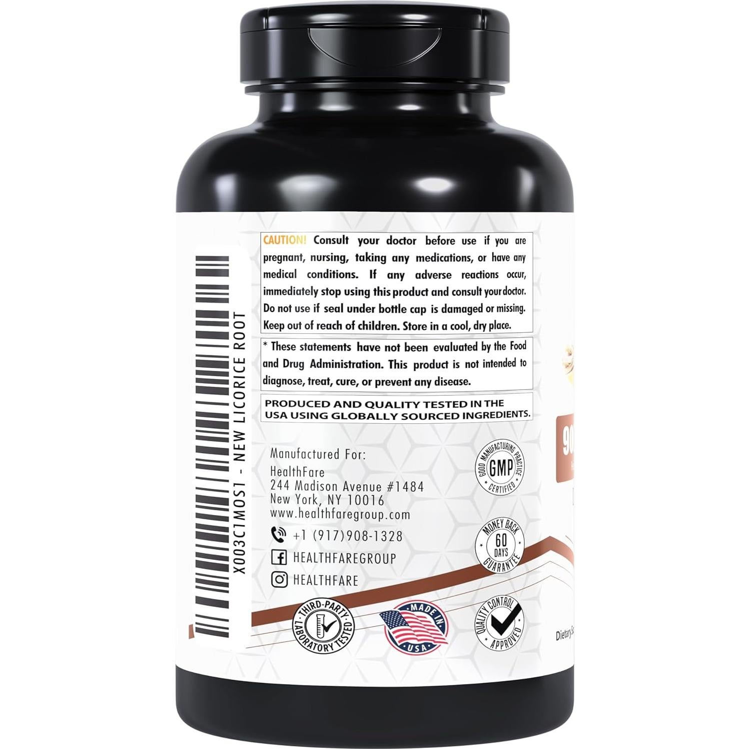 Suplemento Vegano de Regaliz HealthFare 900mg - 200 Cápsulas