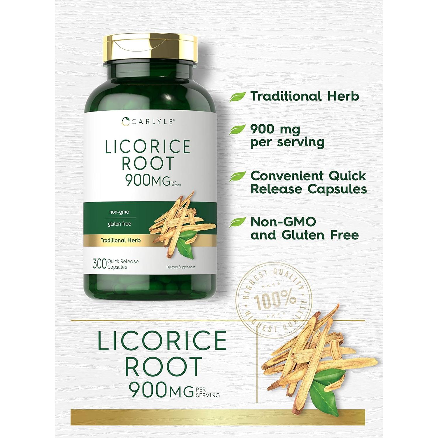 Cápsulas de Raíz de Regaliz Carlyle 900mg - Suplemento Natural