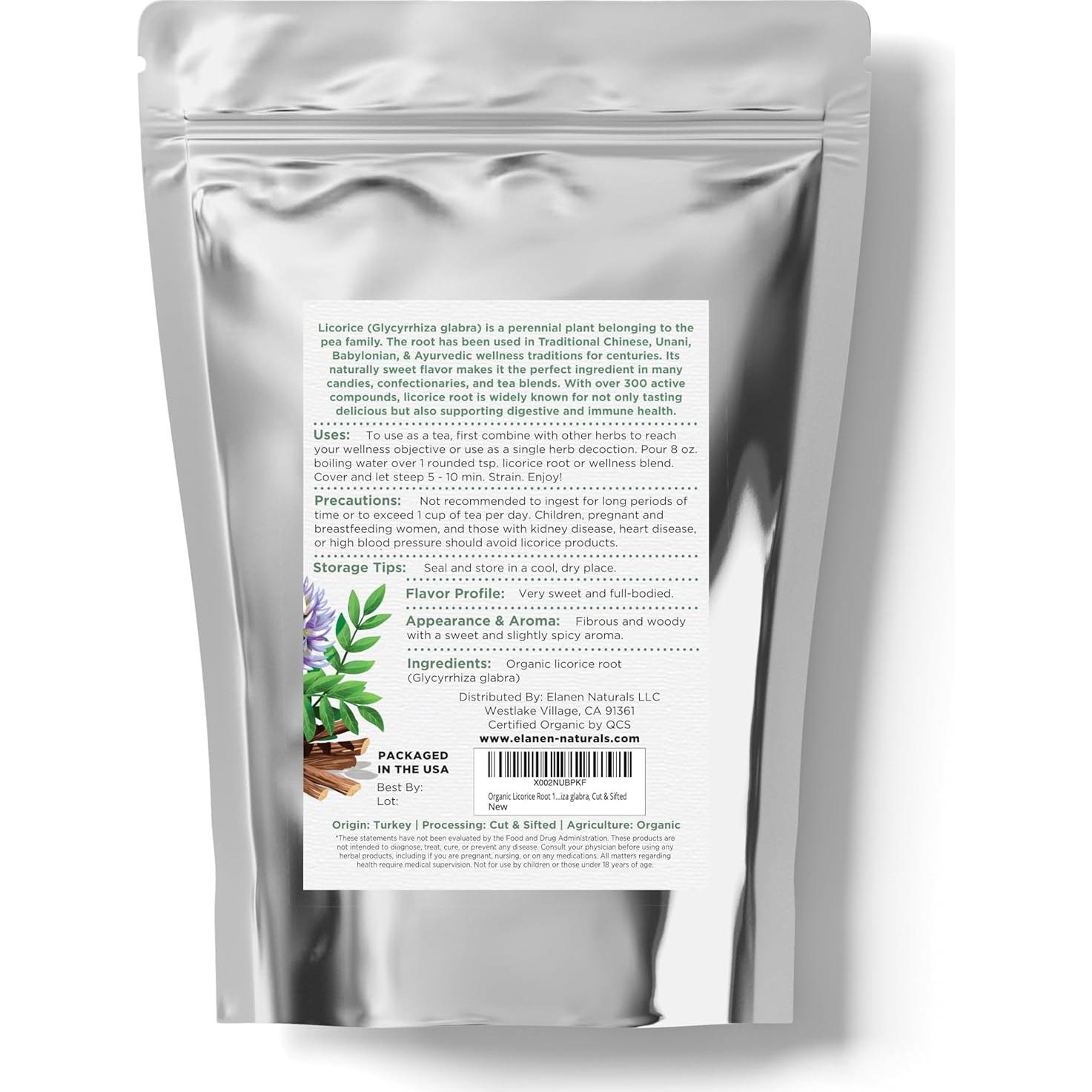 Raíz de Regaliz Orgánica 0.45 kg ELANEN Naturals Certificada