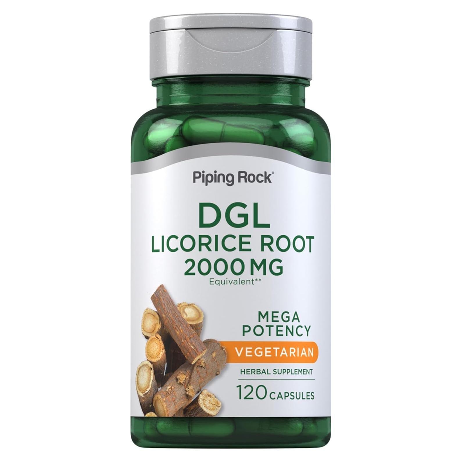 Suplemento DGL Piping Rock 2000mg 120 Cápsulas Raíz de Regaliz