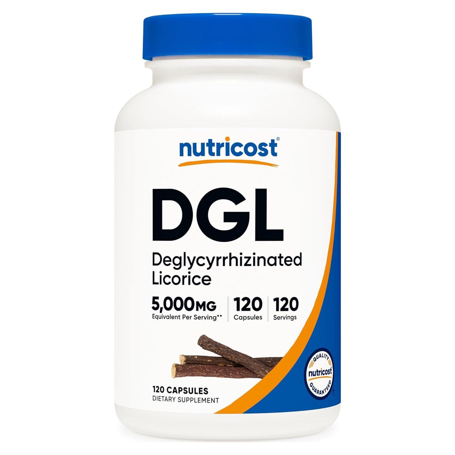 Cápsulas DGL Nutricost 5000 mg Extracto de Regaliz Vegano 120 Unidades