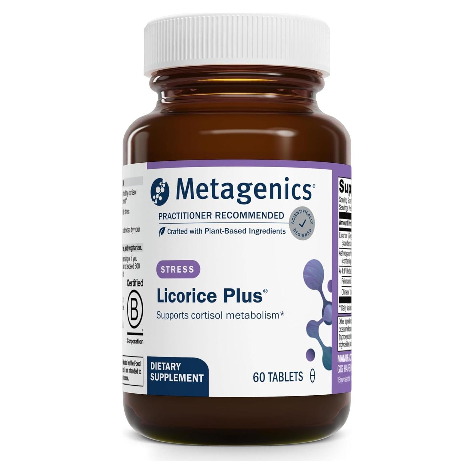 Suplemento Regaliz Plus Metagenics 60 Tabletas - Estrés y Cortisol