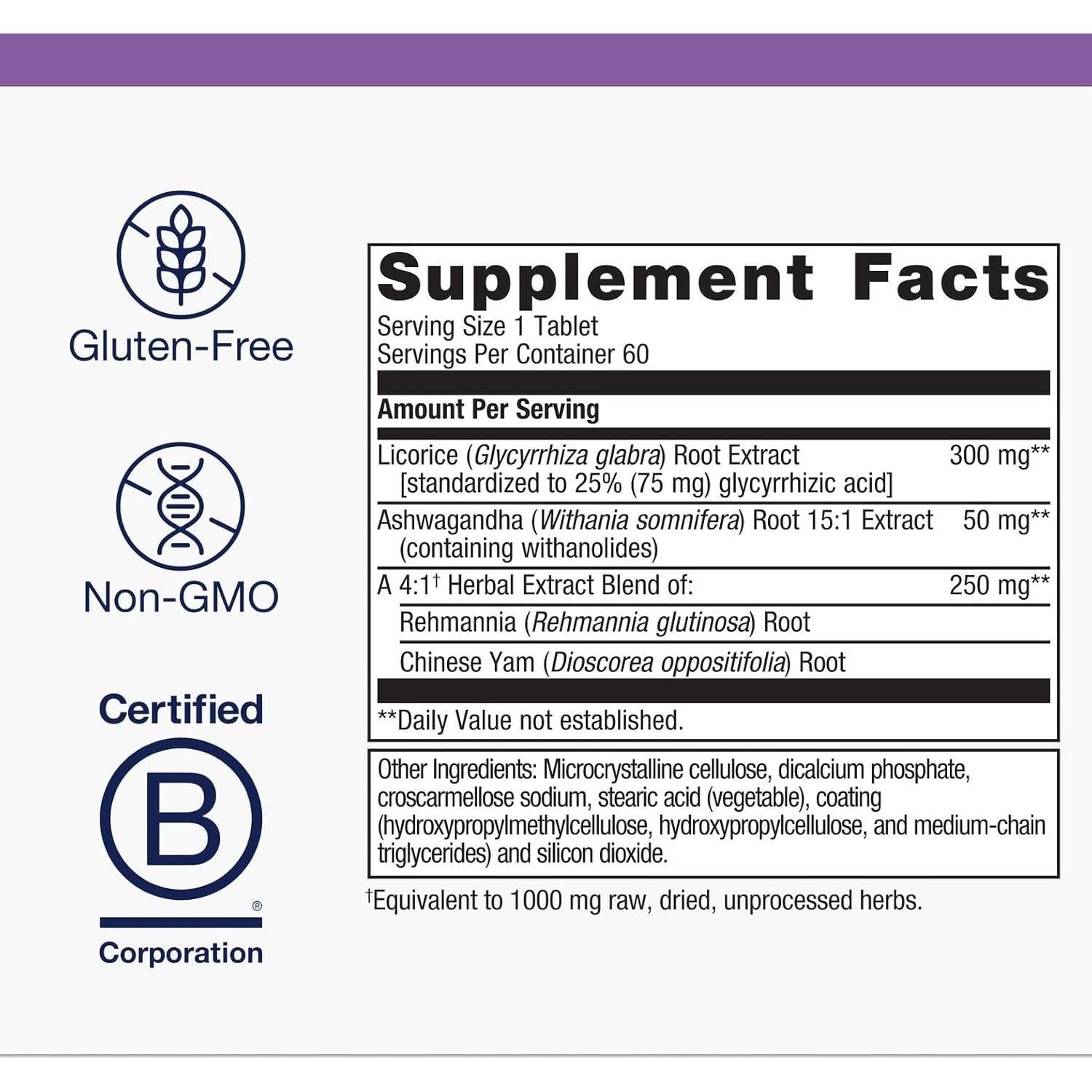 Suplemento Regaliz Plus Metagenics 60 Tabletas - Estrés y Cortisol
