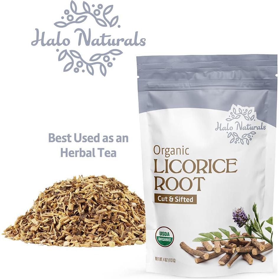 Raíz de Regaliz Orgánica Halo Naturals 113.4g Certificada USDA