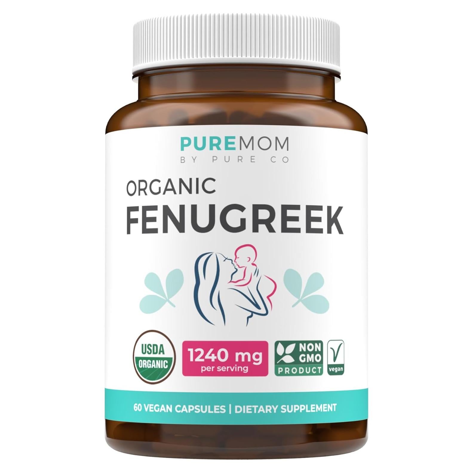Cápsulas de Fenogreco Orgánico Pure Co - 60 Veganas para Lactancia