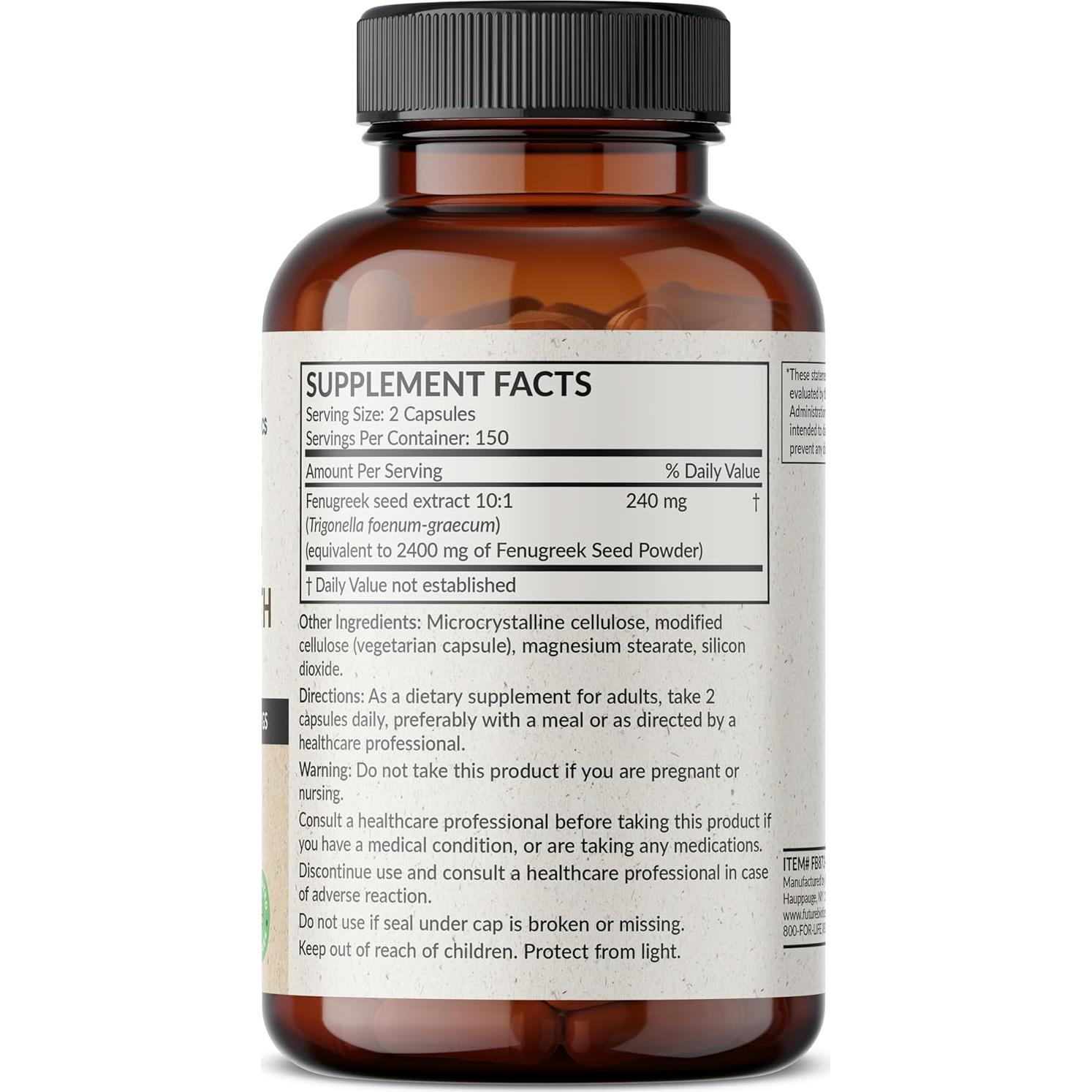 Futurebiotics Fenogreco Extra Fuerte 2400 MG 300 Cápsulas Veganas