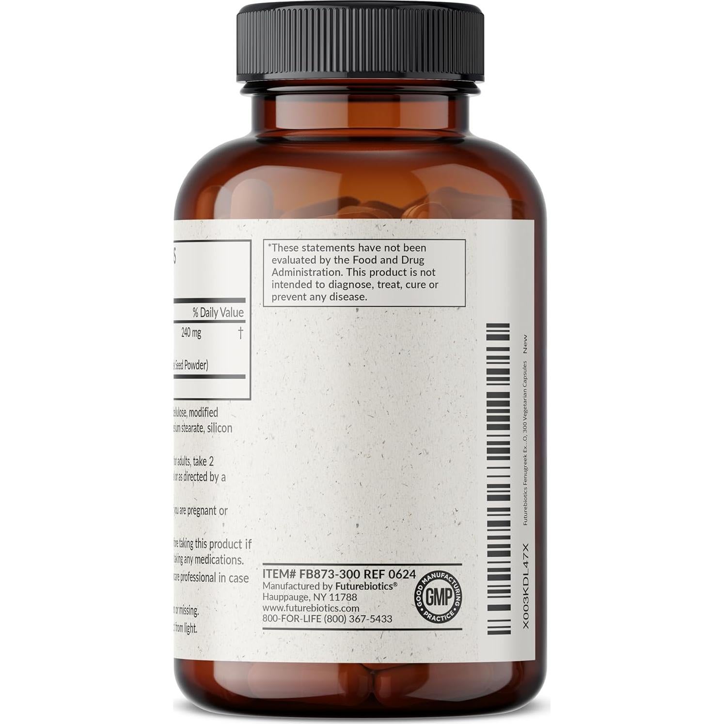 Futurebiotics Fenogreco Extra Fuerte 2400 MG 300 Cápsulas Veganas