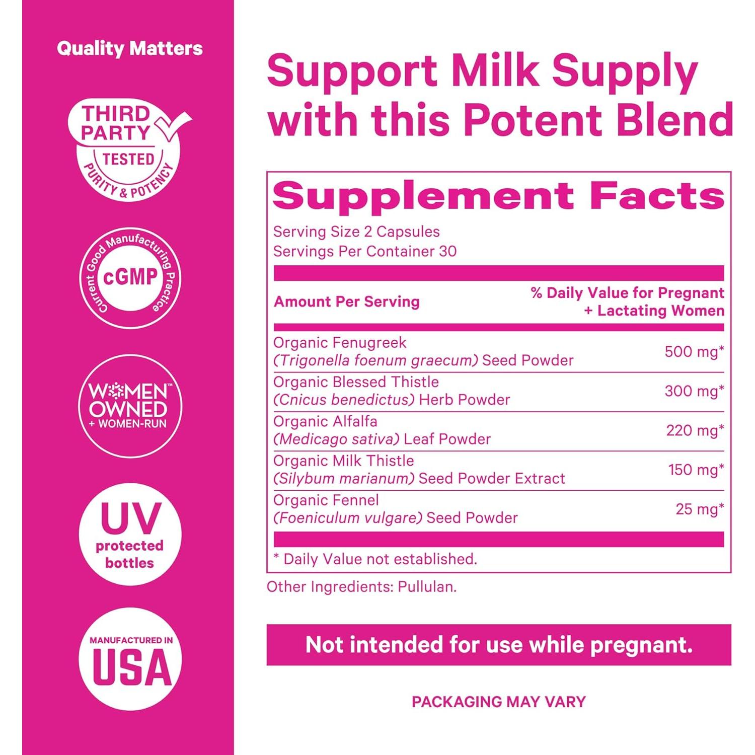 Suplemento de Lactancia Pink Stork - 60 Cápsulas de Fenogreco