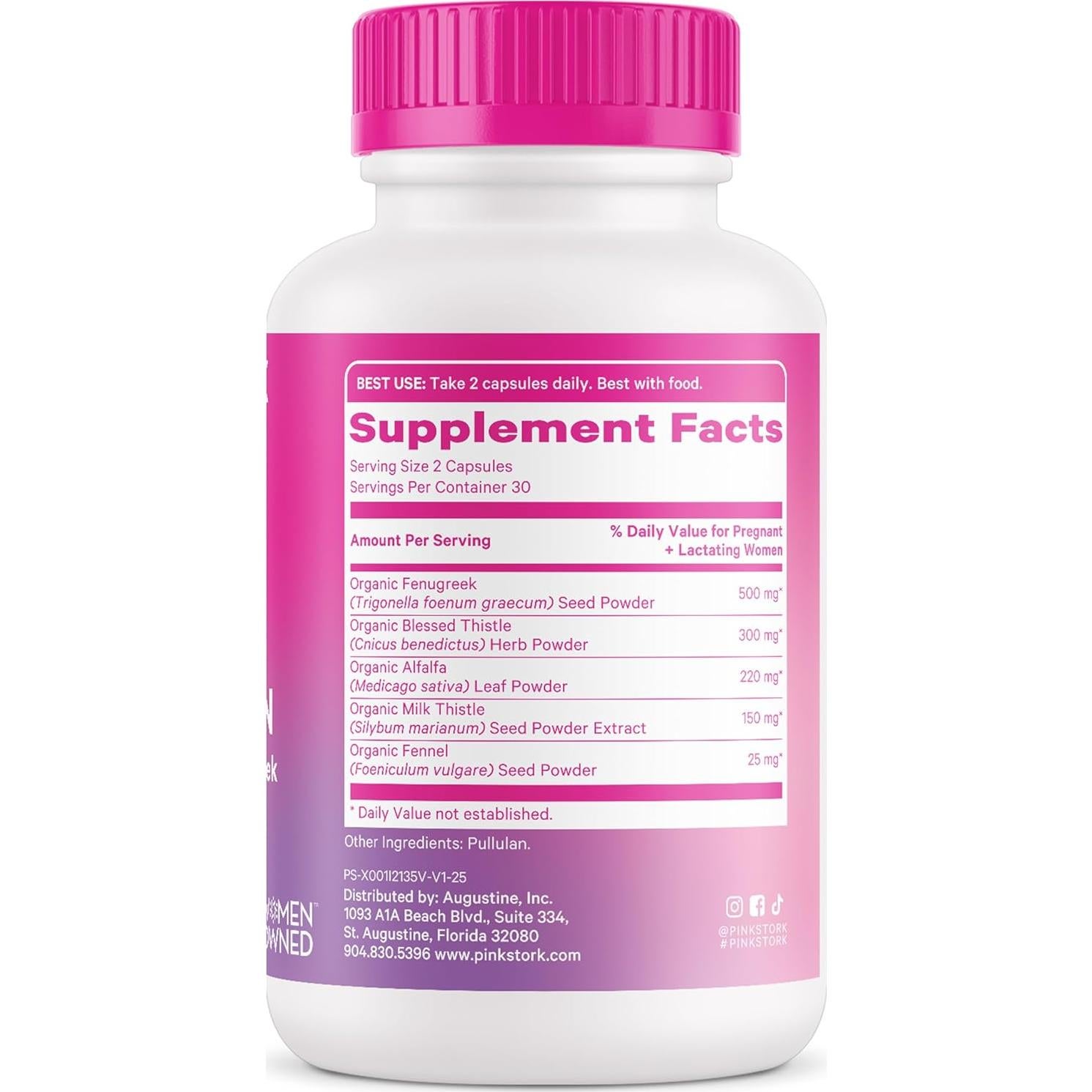 Suplemento de Lactancia Pink Stork - 60 Cápsulas de Fenogreco