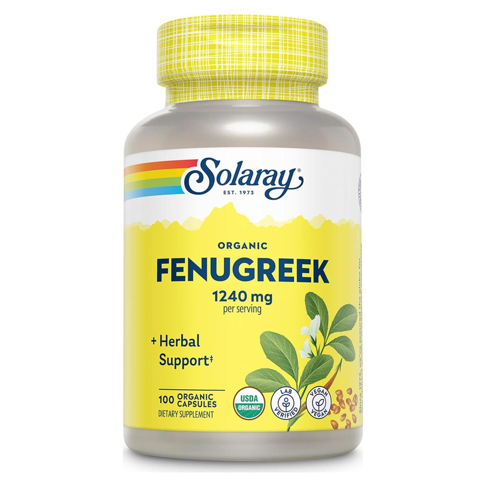 Cápsulas de Fenogreco Orgánico Solaray 1240 mg - Vegano